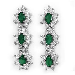 2.52 CTW Emerald & Diamond Earrings 18K White Gold - REF-109Y8N - 13995