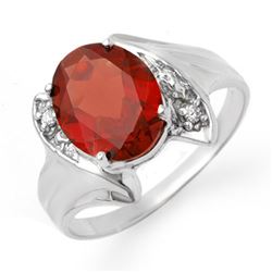 1.64 CTW Garnet & Diamond Ring 18K White Gold - REF-30H4W - 12317