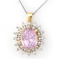 8.68 CTW Kunzite & Diamond Necklace 14K Yellow Gold - REF-138X8T - 10344