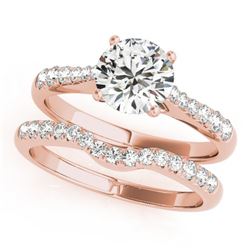 1.23 CTW Certified VS/SI Diamond Solitaire 2Pc Wedding Set 14K Rose Gold - REF-203N3Y - 31578