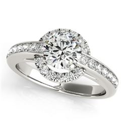 1.25 CTW Certified VS/SI Diamond Solitaire Halo Ring 18K White Gold - REF-226F2M - 26691