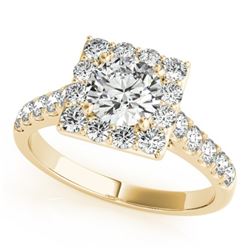 2.5 CTW Certified VS/SI Diamond Solitaire Halo Ring 18K Yellow Gold - REF-635F3M - 26837