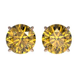 1.97 CTW Certified Intense Yellow SI Diamond Solitaire Stud Earrings 10K Rose Gold - REF-309M3F - 36