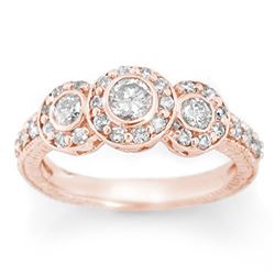 1.25 CTW Certified VS/SI Diamond Ring 14K Rose Gold - REF-99K3R - 11637