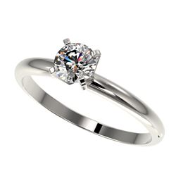 0.52 CTW Certified H-SI/I Quality Diamond Solitaire Engagement Ring 10K White Gold - REF-52F4M - 363