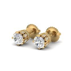 1.75 CTW VS/SI Diamond Solitaire Art Deco Stud Earrings 18K Yellow Gold - REF-249F3M - 36835