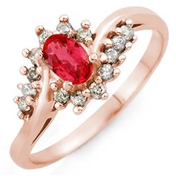 0.55 CTW Red Sapphire & Diamond Ring 14K Rose Gold - REF-29R8K - 10144