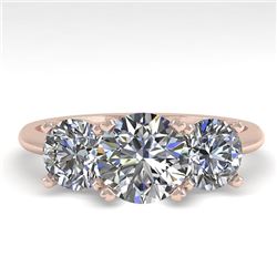 2 CTW VS/SI Diamond Past Present Future Designer Ring 18K Rose Gold - REF-407H3W - 32462