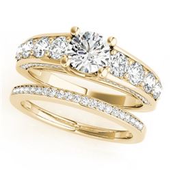 3.25 CTW Certified VS/SI Diamond 2Pc Set Solitaire Wedding 14K Yellow Gold - REF-640F5M - 32101