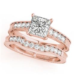 1.81 CTW Certified VS/SI Princess Diamond Wedding Antique 14K Rose Gold - REF-585W3H - 31425