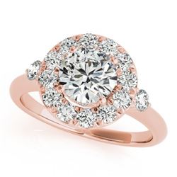 1.5 CTW Certified VS/SI Diamond Solitaire Halo Ring 18K Rose Gold - REF-404M4F - 26312