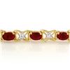 Image 2 : 8.55 CTW Ruby & Diamond Bracelet 14K Yellow Gold - REF-78T2X - 13950