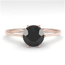 1.0 CTW Black Diamond Solitaire Engagement Ring 18K Rose Gold - REF-53H6W - 35900