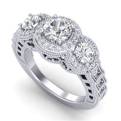 2.16 CTW VS/SI Diamond Solitaire Art Deco 3 Stone Ring 18K White Gold - REF-361T8X - 36968