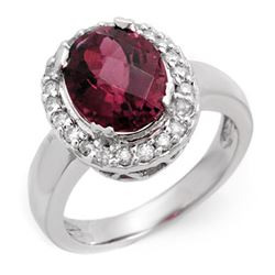 3.40 CTW Pink Tourmaline & Diamond Ring 10K White Gold - REF-89T8X - 10616