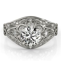 1.36 CTW Certified VS/SI Diamond Solitaire Antique Ring 18K White Gold - REF-392W2H - 27339