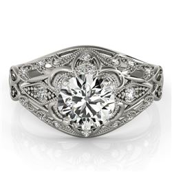 1.36 CTW Certified VS/SI Diamond Solitaire Antique Ring 18K White Gold - REF-392W2H - 27339