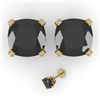 Image 2 : 12 CTW Cushion Black Diamond Stud Designer Earrings 18K Yellow Gold - REF-270M2F - 32332