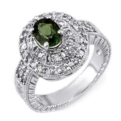 1.73 CTW Green Tourmaline & Diamond Ring 18K White Gold - REF-94T2X - 11132