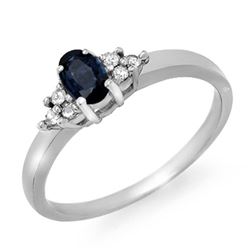 0.42 CTW Blue Sapphire & Diamond Ring 18K White Gold - REF-38K2R - 12333