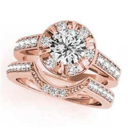 2.35 CTW Certified VS/SI Diamond 2Pc Wedding Set Solitaire Halo 14K Rose Gold - REF-488R8K - 31293