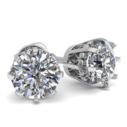 1.0 CTW VS/SI Diamond Stud Solitaire Earrings 18K White Gold - REF-156N4Y - 35664