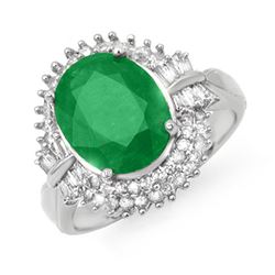 5.04 CTW Emerald & Diamond Ring 14K White Gold - REF-127F3M - 14097