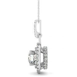 1.25 CTW Certified SI Diamond Solitaire Halo Necklace 14K White Gold - REF-197X3T - 30256