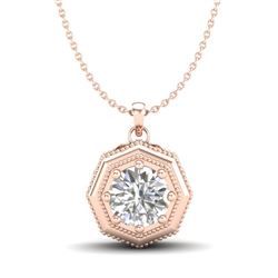 0.75 CTW VS/SI Diamond Solitaire Art Deco Stud Necklace 18K Rose Gold - REF-180W2H - 37098