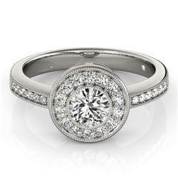 0.80 CTW Certified VS/SI Diamond Solitaire Halo Ring 18K White Gold - REF-130W4H - 26901