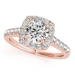 1.1 CTW Certified VS/SI Diamond Solitaire Halo Ring 18K Rose Gold - REF-148M2F - 26258