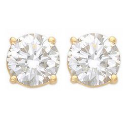 2.0 CTW Certified VS/SI Diamond Solitaire Stud Earrings 14K Yellow Gold - REF-511T4X - 13050