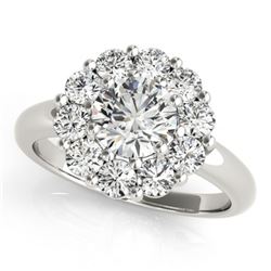 1.38 CTW Certified VS/SI Diamond Solitaire Halo Ring 18K White Gold - REF-226M2F - 27012