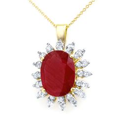 8.25 CTW Ruby & Diamond Pendant 14K Yellow Gold - REF-131N8Y - 12892