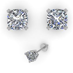 1.02 CTW Cushion Cut VS/SI Diamond Stud Designer Earrings 14K White Gold - REF-163F6M - 32148