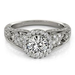 1.25 CTW Certified VS/SI Diamond Solitaire Halo Ring 18K White Gold - REF-238M2F - 26572