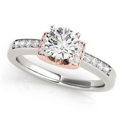 0.61 CTW Certified VS/SI Diamond Solitaire Ring 18K White & Rose Gold - REF-119F3M - 27438