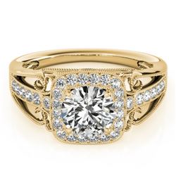 1.3 CTW Certified VS/SI Diamond Solitaire Halo Ring 18K Yellow Gold - REF-388W8H - 26553