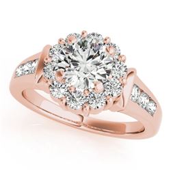 1.65 CTW Certified VS/SI Diamond Solitaire Halo Ring 18K Rose Gold - REF-250R4K - 26932