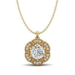 1.01 CTW VS/SI Diamond Solitaire Art Deco Necklace 18K Yellow Gold - REF-245Y5N - 37111