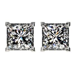 2.50 CTW Certified VS/SI Quality Princess Diamond Stud Earrings 10K White Gold - REF-663Y2N - 33114