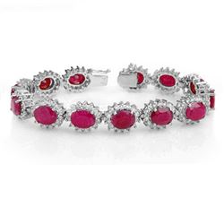 42.12 CTW Ruby & Diamond Bracelet 14K White Gold - REF-527W3H - 14054