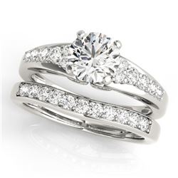 1.5 CTW Certified VS/SI Diamond Solitaire 2Pc Wedding Set 14K White Gold - REF-225X3T - 31718