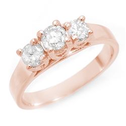 0.50 CTW Certified VS/SI Diamond 3 Stone Ring 14K Rose Gold - REF-54W9H - 10986