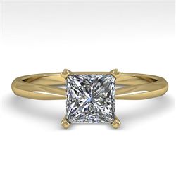 1 CTW Princess Cut VS/SI Diamond Engagement Designer Ring 18K Yellow Gold - REF-282M2F - 32416