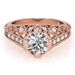 1.25 CTW Certified VS/SI Diamond Solitaire Antique Ring 18K Rose Gold - REF-384M2F - 27313