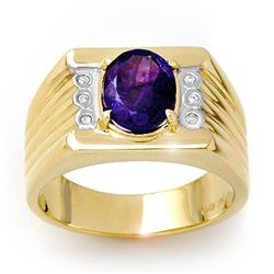 2.56 CTW Tanzanite & Diamond Mens Ring 10K Yellow Gold - REF-90W9H - 13514