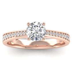 1.01 CTW Certified VS/SI Diamond Solitaire Art Deco Ring 14K Rose Gold - REF-176K5R - 30382