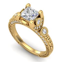 1.75 CTW Princess VS/SI Diamond Art Deco Ring 18K Yellow Gold - REF-445F5M - 37150