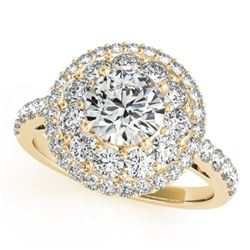 1.5 CTW Certified VS/SI Diamond Solitaire Halo Ring 18K Yellow Gold - REF-180Y2N - 26493